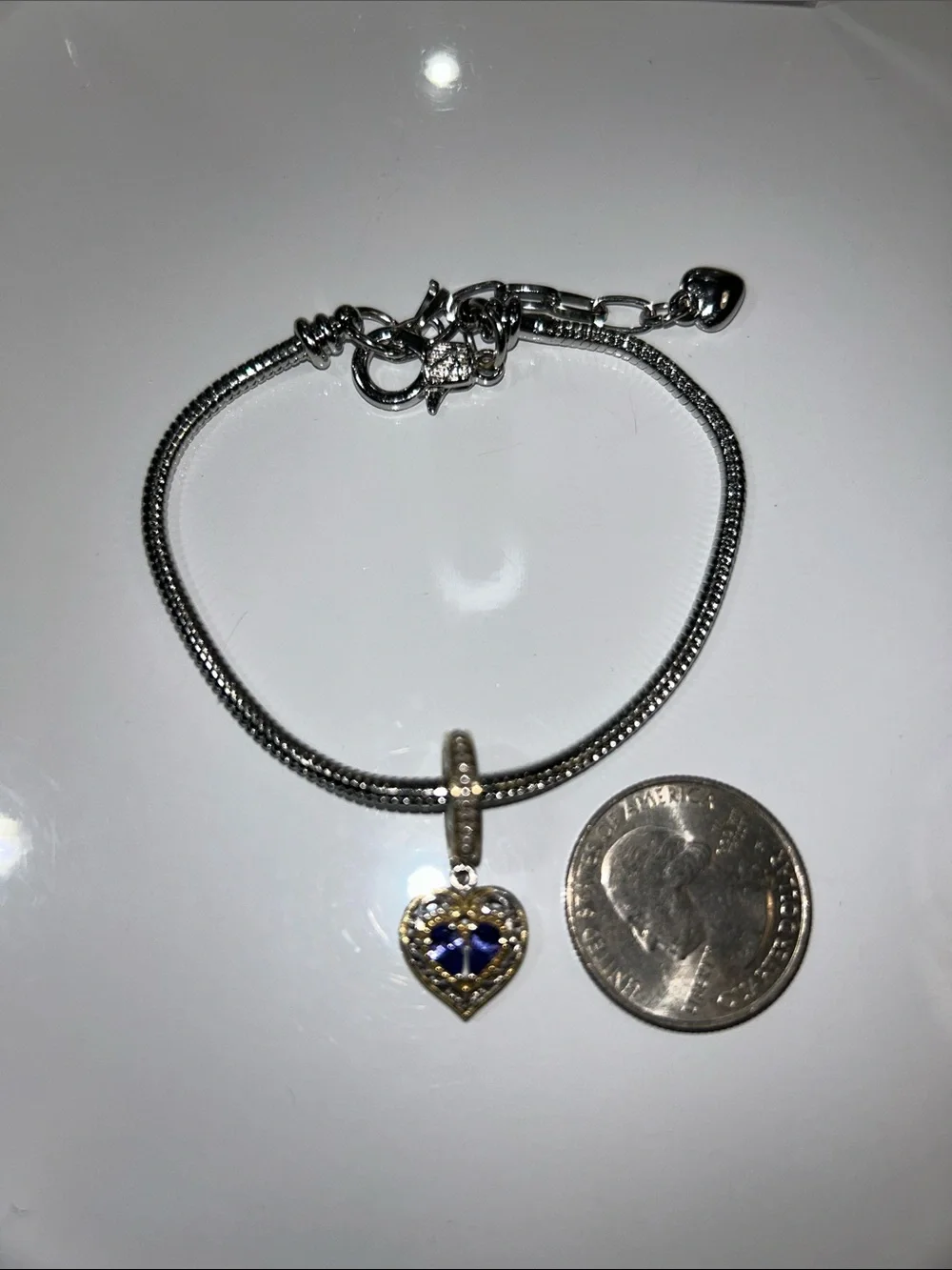 NWOT Gems En Vogue Palladium 18k Genuine Tanzanite Gemstone Euro Style Charm